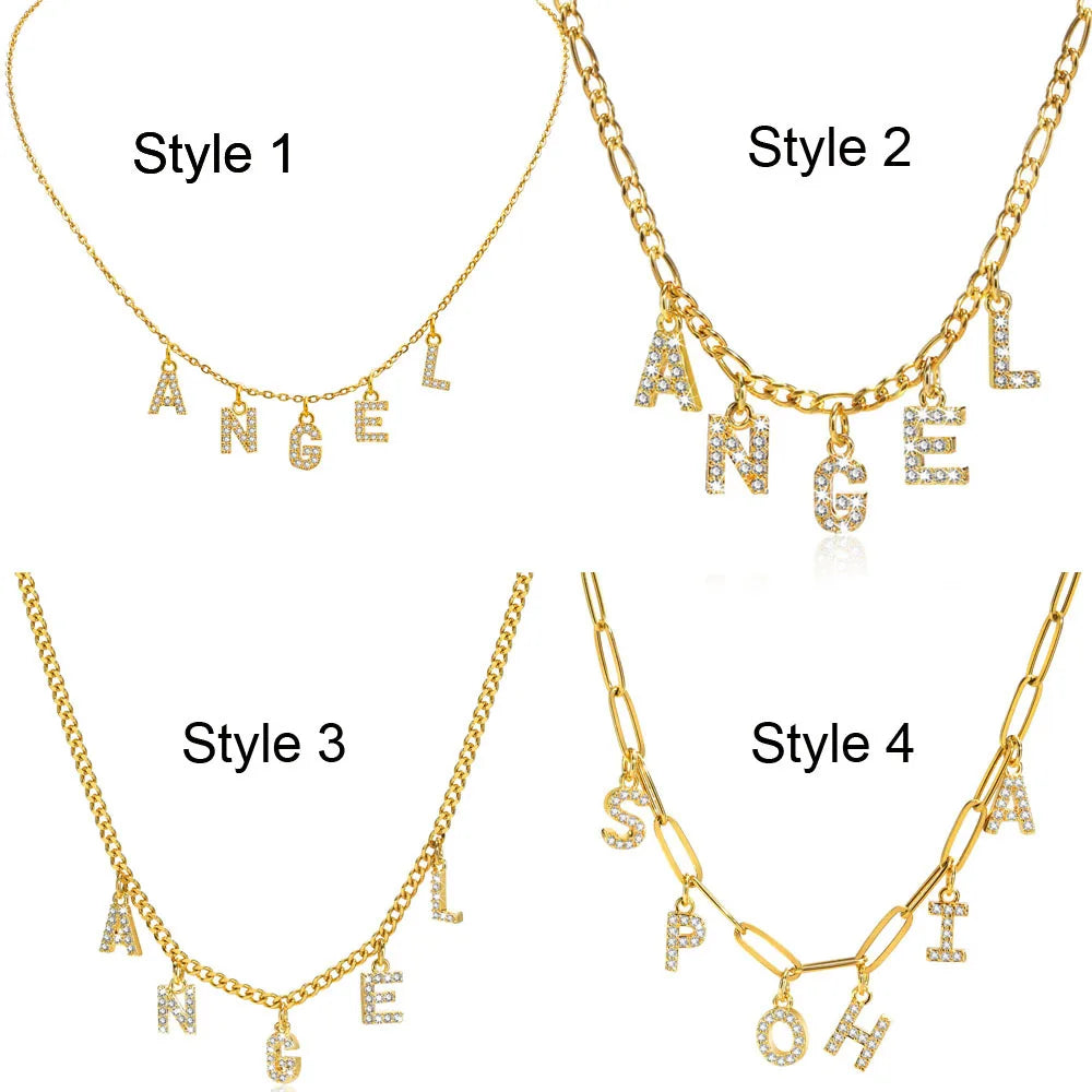 Personalized Initial Name Necklace Stainless Steel Women Alpahbet Letter Pendant ,Initial Collar Statement Charms Gift