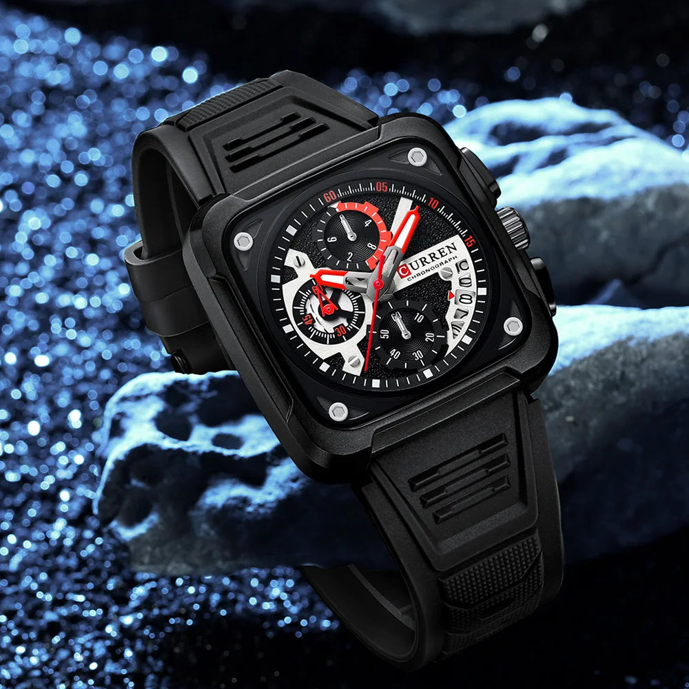 CURREN Top Brand Men's Watches Luxury Square Quartz Wrist Watch Original Waterproof Luminous Chronograph Watch for Men Relogio