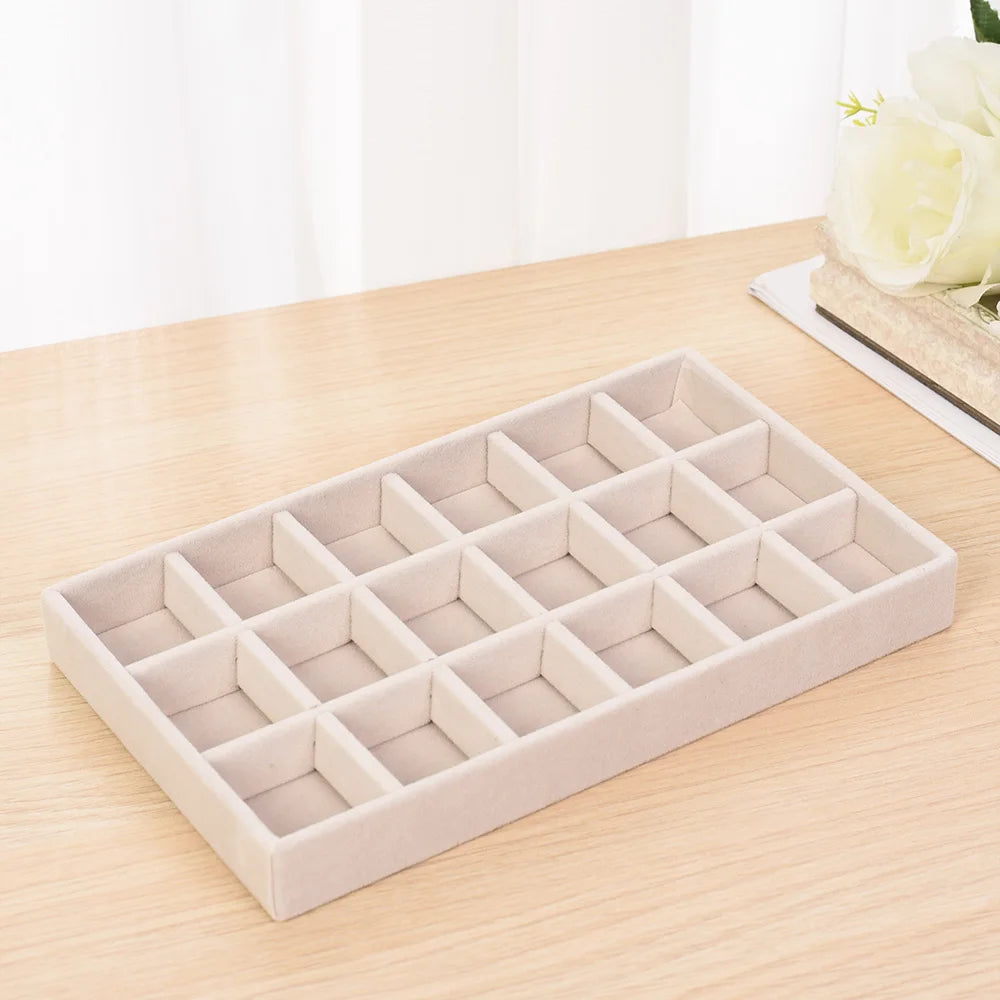 Jewelry Storage Box Earring Ring Necklace Brooch Holder Flannelette Jewelry Display Box Necklace Classification Organizer