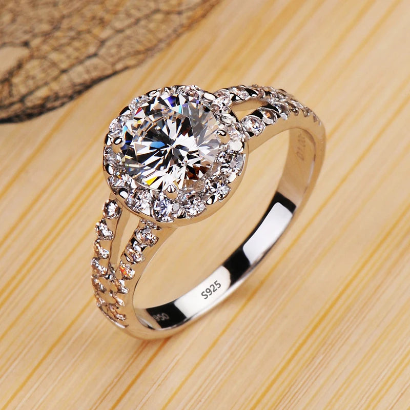 Non-fading 18K Golden Glossy Ring, Classic Couple Engagement Wedding Ring Unisex Silver 925 Jewelry Fashion Accessories