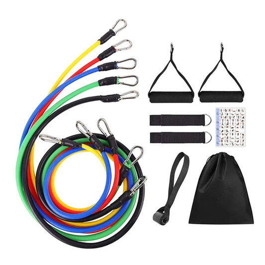 11pcs/Set Pull Rope, Resistance Bands, Portable Fitness Equipment, Ankle Strap, Chest Expander, Elastic Exercise Band