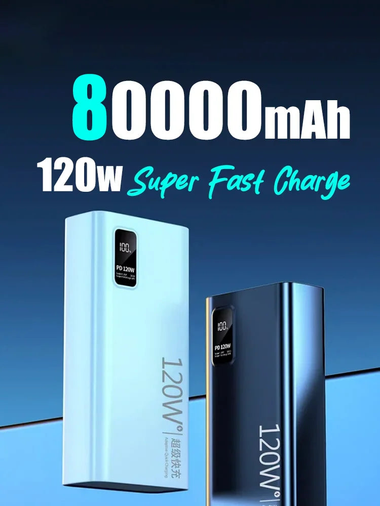 Xiaomi 80000mAh High Capacity Power Bank 120W Fast Charging Powerbank Portable Battery Charger For iPhone Samsung Huawei