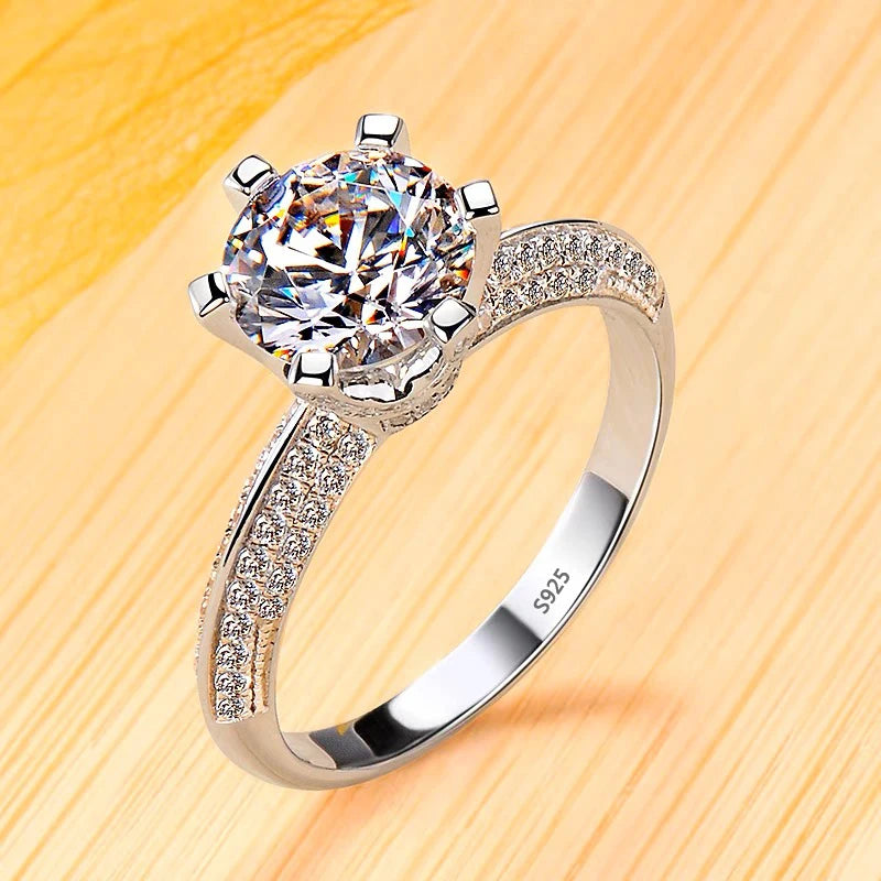 Non-fading 18K Golden Glossy Ring, Classic Couple Engagement Wedding Ring Unisex Silver 925 Jewelry Fashion Accessories