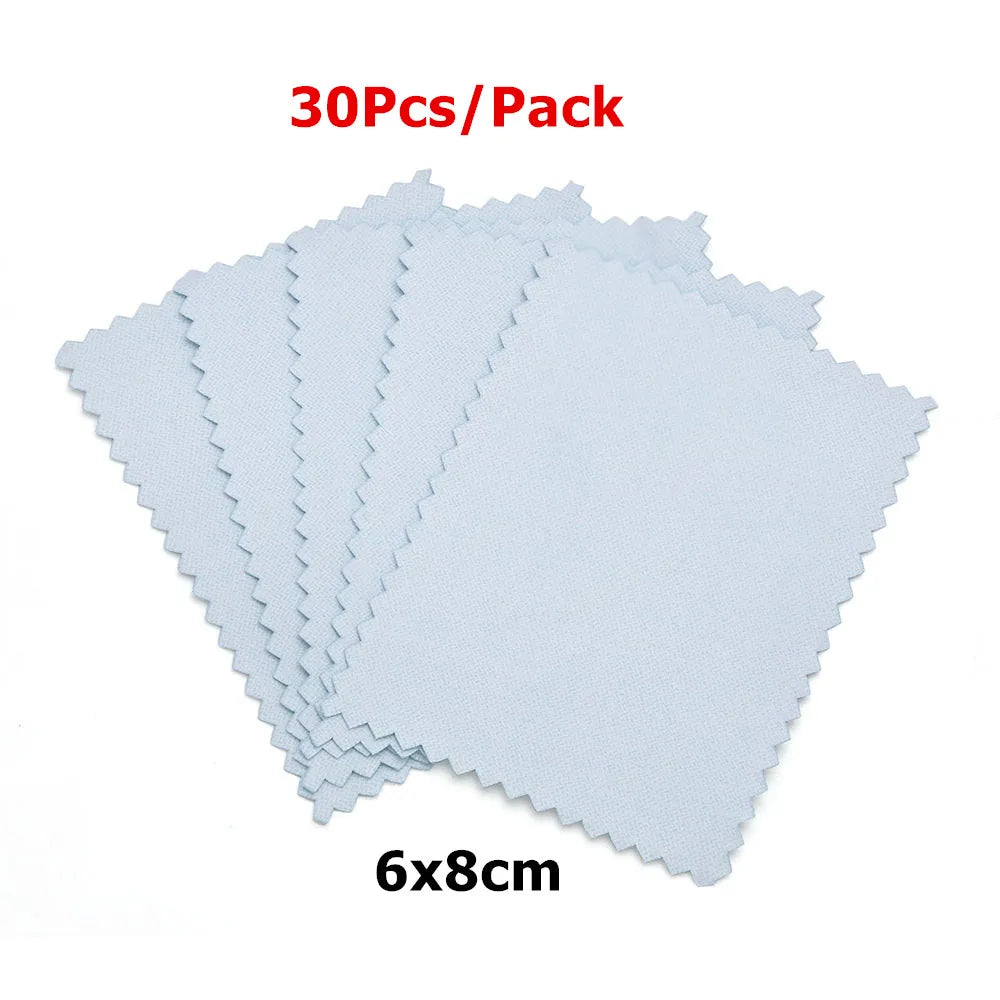 60mm 80mm 100mm Jewelry Polishing Cloth Double-Sided Cleaning Cloth for Gold Silver Jewelry Tools 10-30Pcs