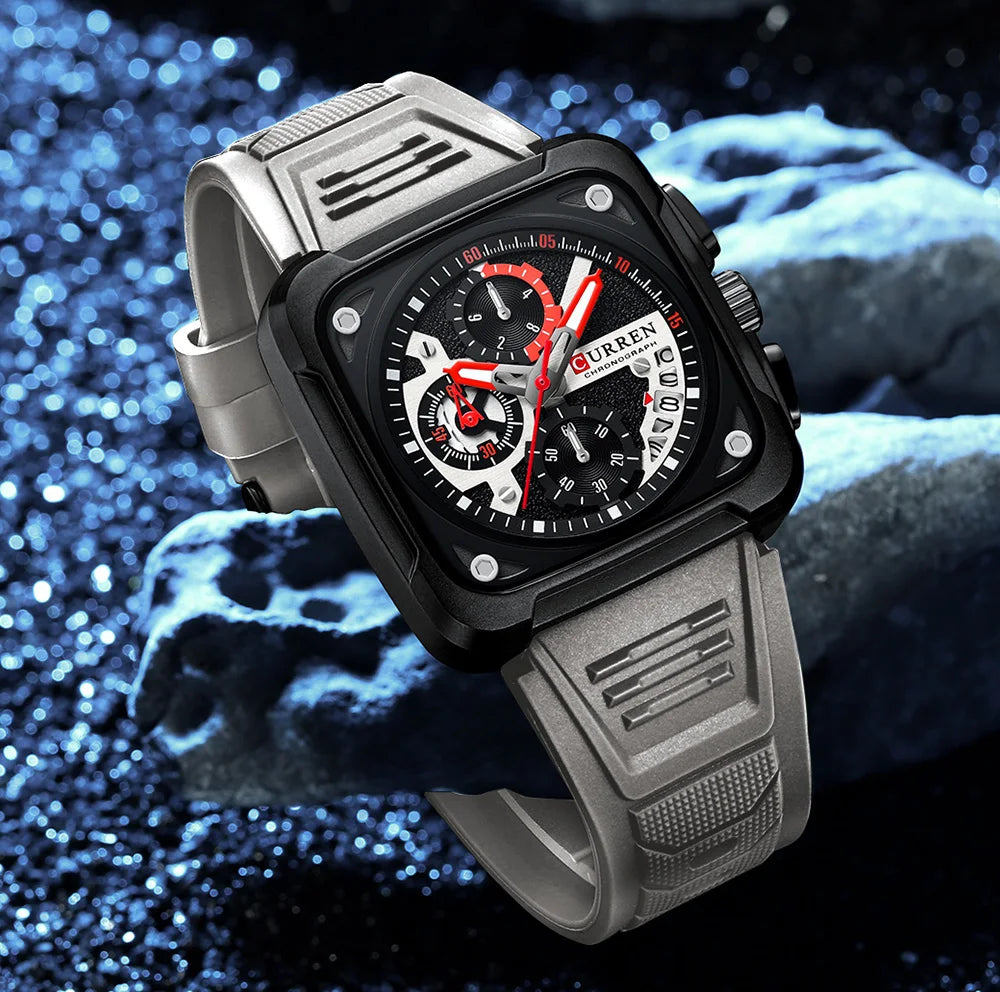 CURREN Top Brand Men's Watches Luxury Square Quartz Wrist Watch Original Waterproof Luminous Chronograph Watch for Men Relogio