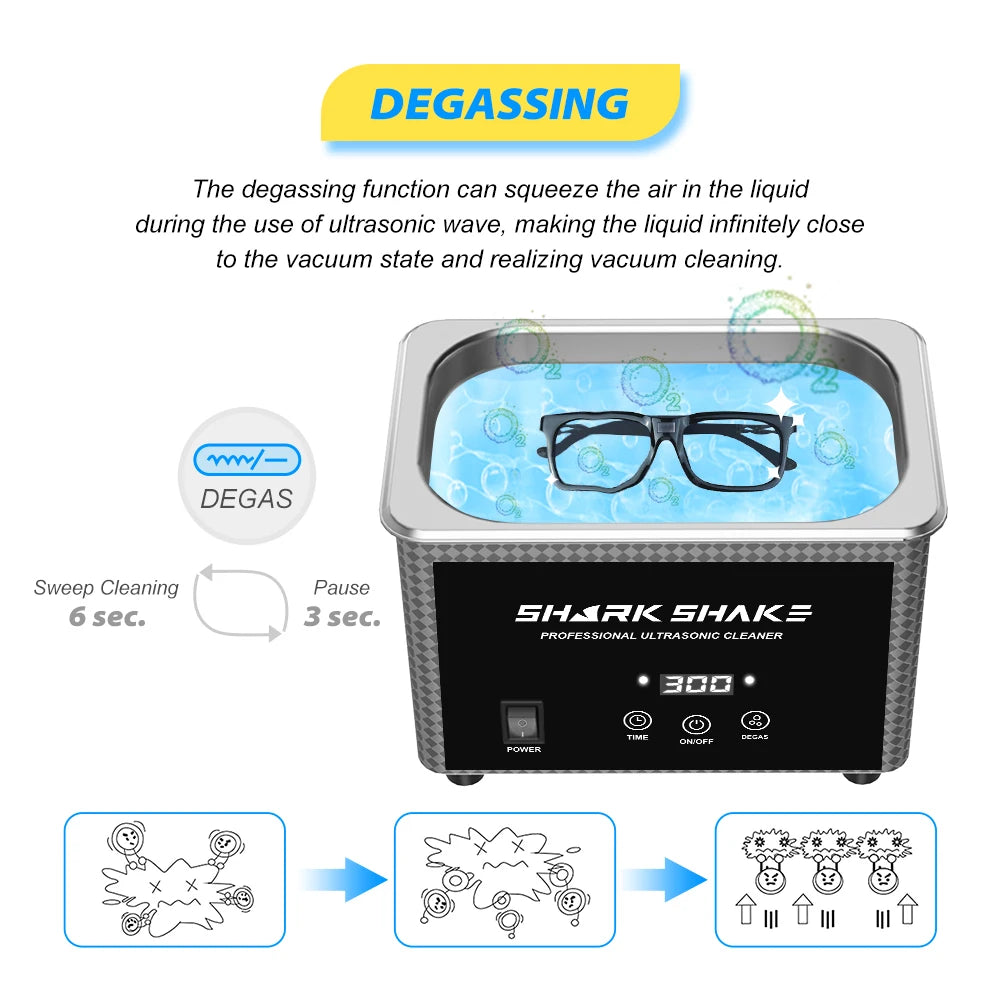 800ml Household Digital Ultrasonic Cleaner 60W Stainless Steel Bath Degas Ultrasound Washing for Watches Jewelry