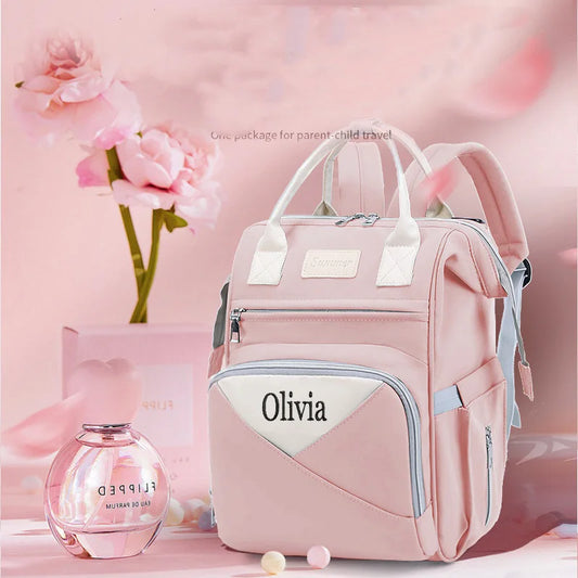 Personalized Mother And Baby Bag, Multifunctional Leisure Mommy Bag, Large Capacity Backpack For Strolling Children Outside