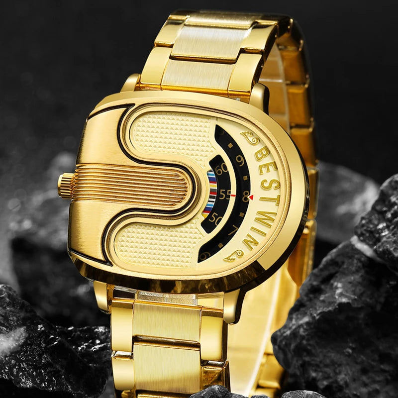 Luxury Original Men Watches Sports Golden Quartz Gold Men's Wrist Watches Steel Waterproof Watches for Mens Relogio Masculino