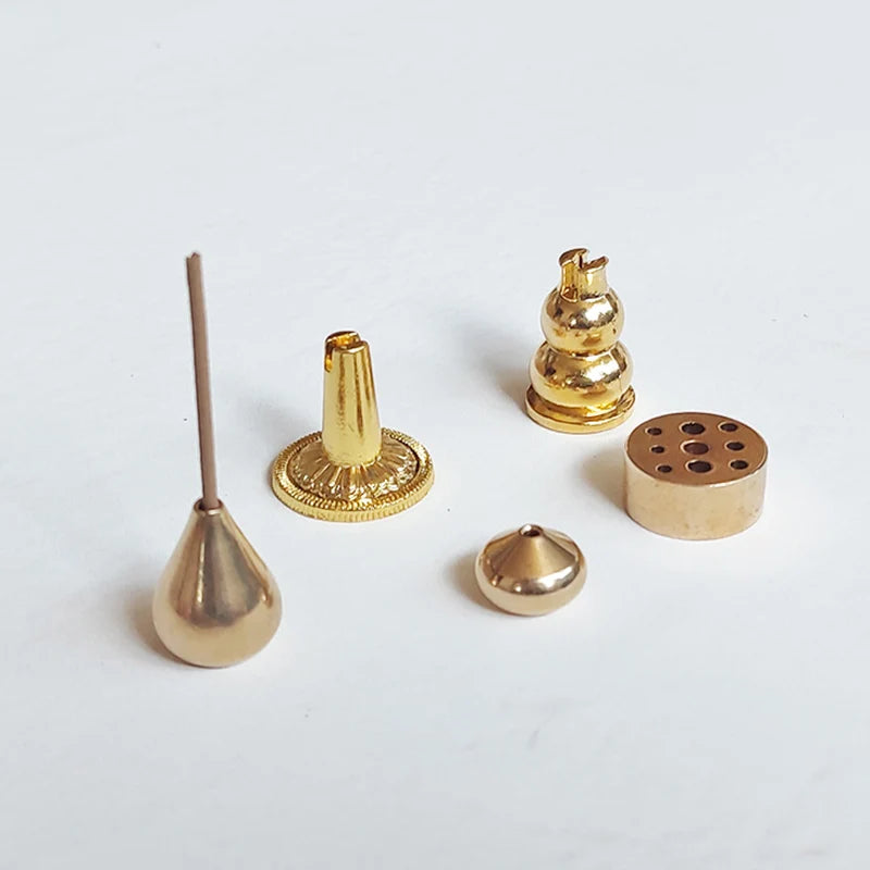 Y 5pcs Metal Incense Holder Mini Snail Gourd Incense Base Brass Crafts Home Decoration Sandalwood Incense Burner Wholesale Decor