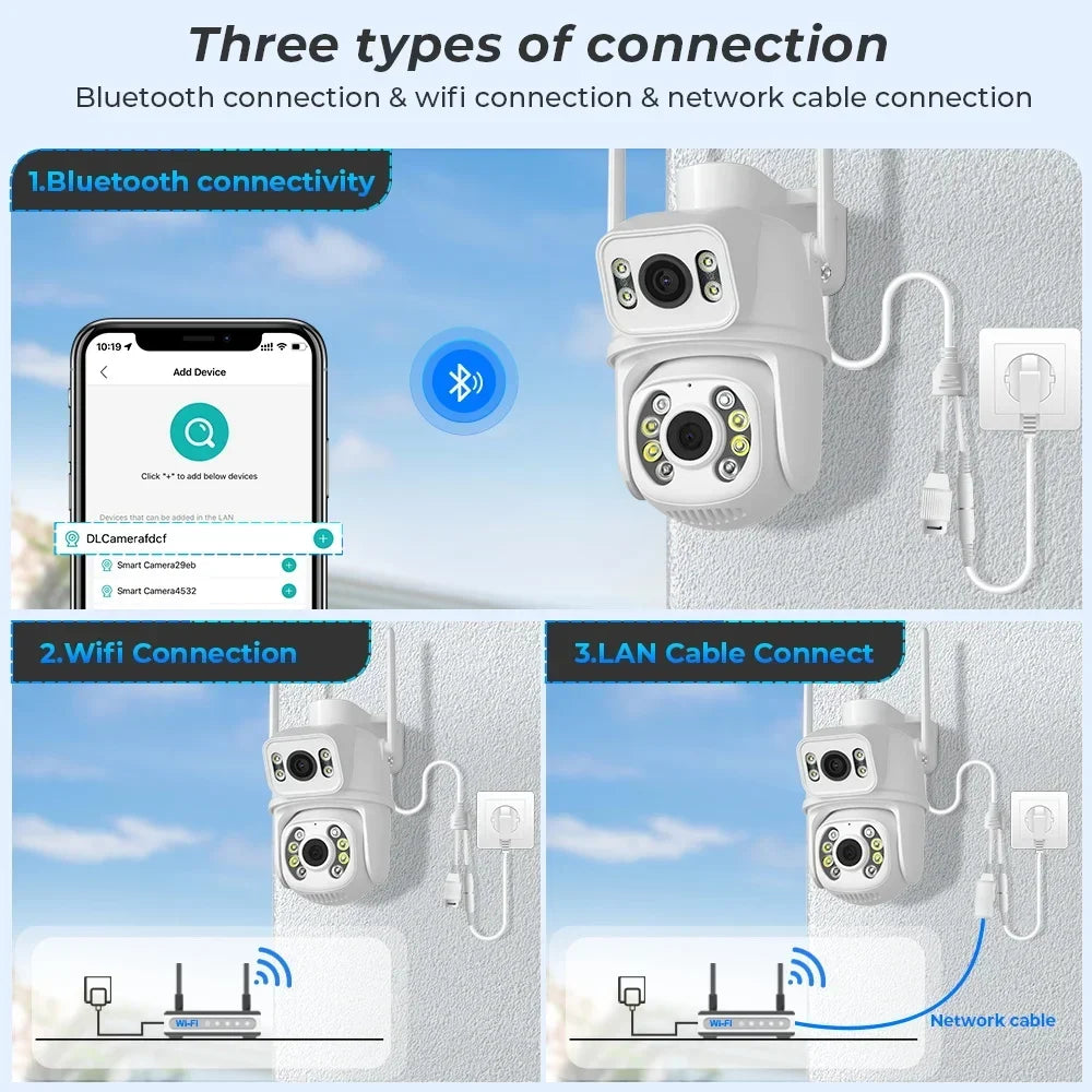 Xiaomi 8MP 4K PTZ Wifi Camera Dual Lens with Dual Screen Human Detect Auto Tracking Wireless Surveillance Camera iCSee