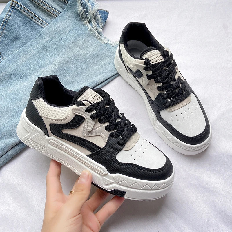 Brand Leather Women's Sneakers White Platform Woman Sports Sneakers Female Vulcanized Shoes Sneakers Casual Ladies Trainers