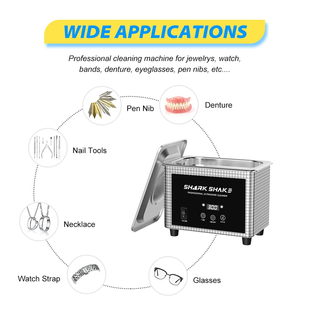 800ml Household Digital Ultrasonic Cleaner 60W Stainless Steel Bath Degas Ultrasound Washing for Watches Jewelry