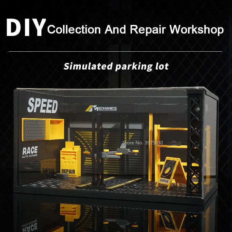 1/24 Scale DIY Maintenance Shop Alloy Model Car Toy Simulated Garage Scene Model Diecast Metal Decoration Birthday Gifts for Boy