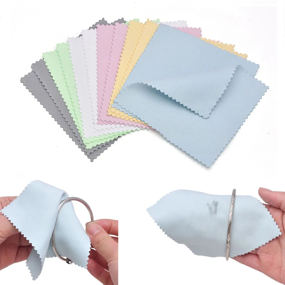 60mm 80mm 100mm Jewelry Polishing Cloth Double-Sided Cleaning Cloth for Gold Silver Jewelry Tools 10-30Pcs