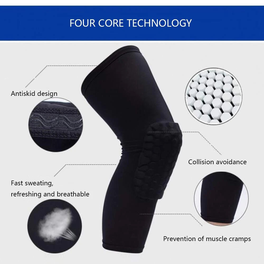 1Pcs Knee and Elbow Pads for Kids Youth Honeycomb Compression Sleeves Pads Guards Sports Protective Gear for Basketball,Football