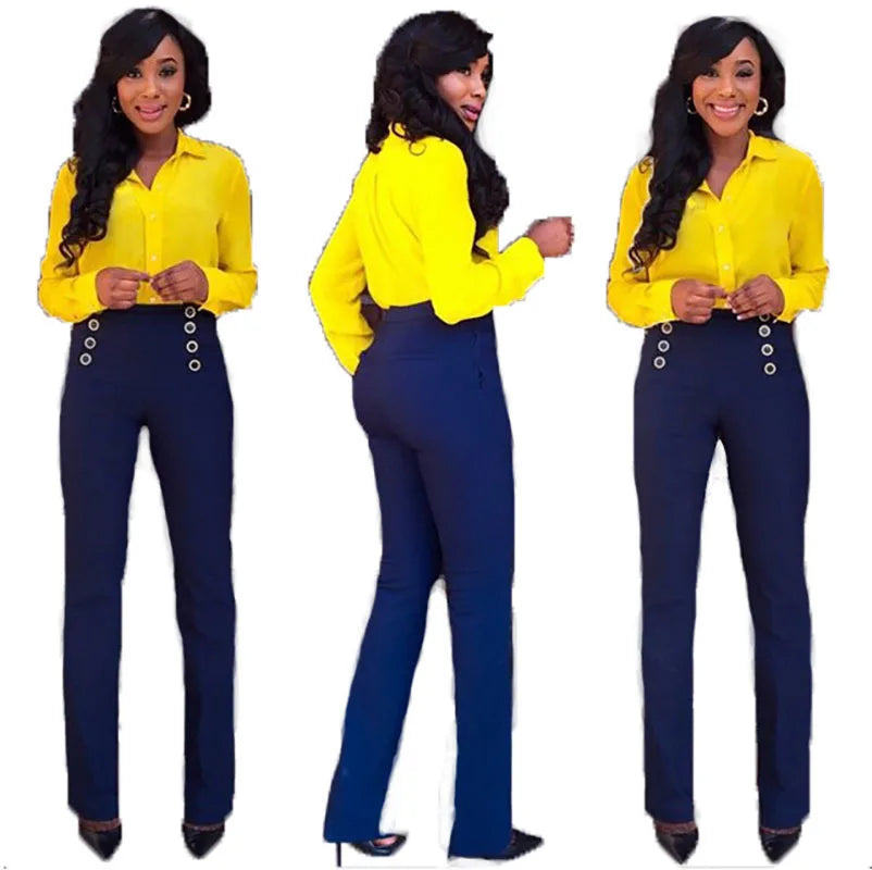 AliExpress cross-border supply Africa new women's clothing commuter solid color button professional wear two-piece set