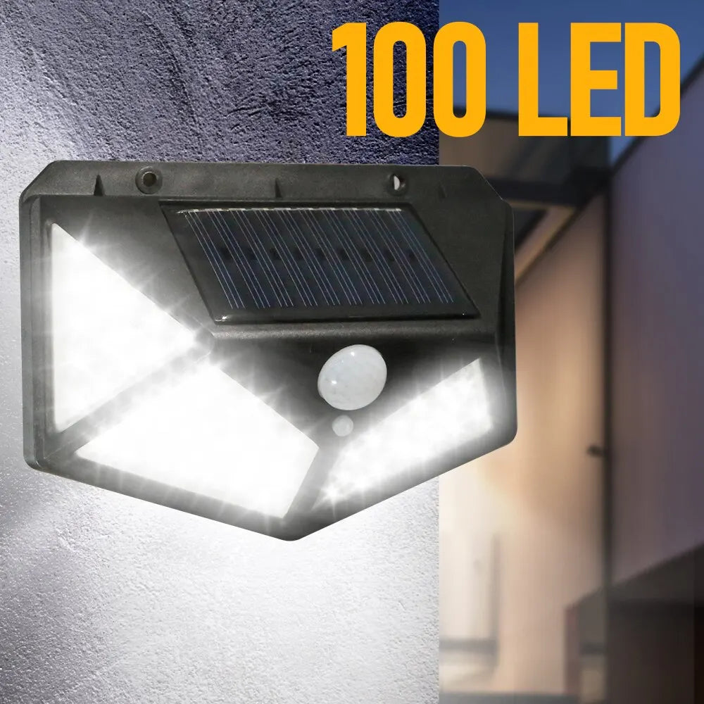 1/2/4/6/10PCS 100 LED Solar Wall Lamp 4 Sides Luminous With Motion Sensor Outdoor Garden Courtyard Waterproof Wall Light