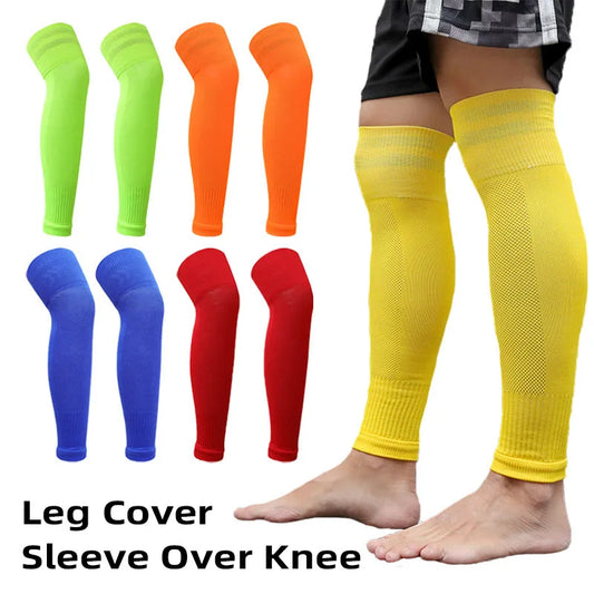 1 Pair New Style Adults Football Calf Sleeve Socks Over Knee Sports Compression Leg Warmers Kids Breathable Sports Knee Pads