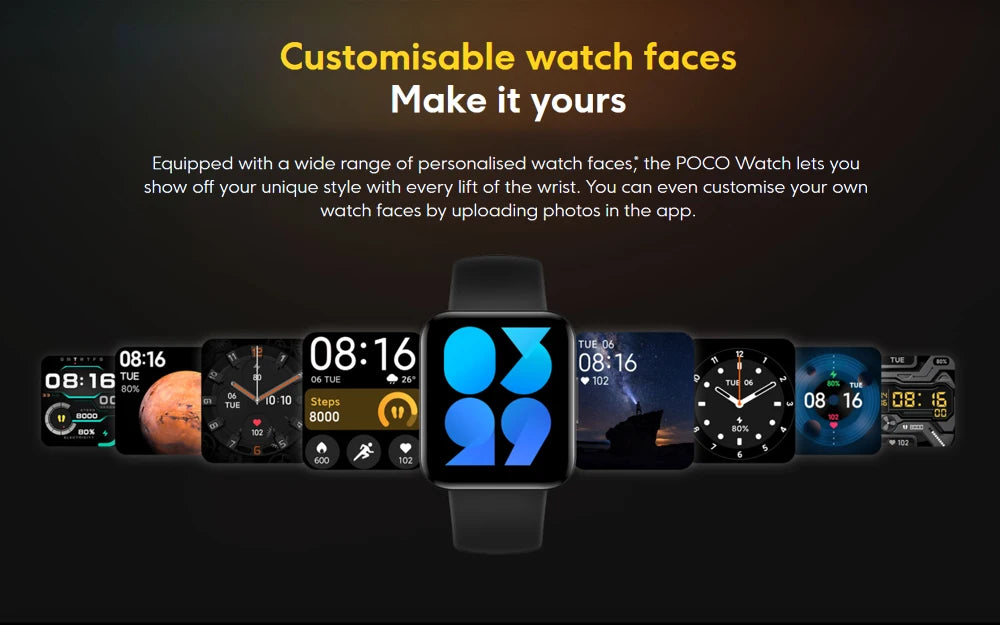 Global Version POCO Watch 1.6'' AMOLED Display 14 Days Battery GPS Always-on Watch Face Blood Oxygen Smartwatch