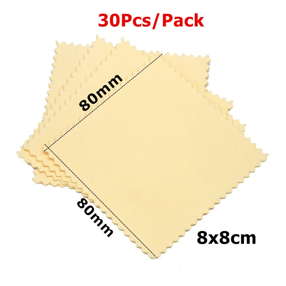 60mm 80mm 100mm Jewelry Polishing Cloth Double-Sided Cleaning Cloth for Gold Silver Jewelry Tools 10-30Pcs