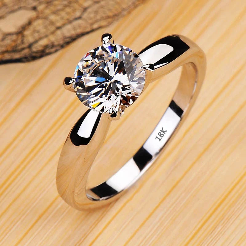 Non-fading 18K Golden Glossy Ring, Classic Couple Engagement Wedding Ring Unisex Silver 925 Jewelry Fashion Accessories