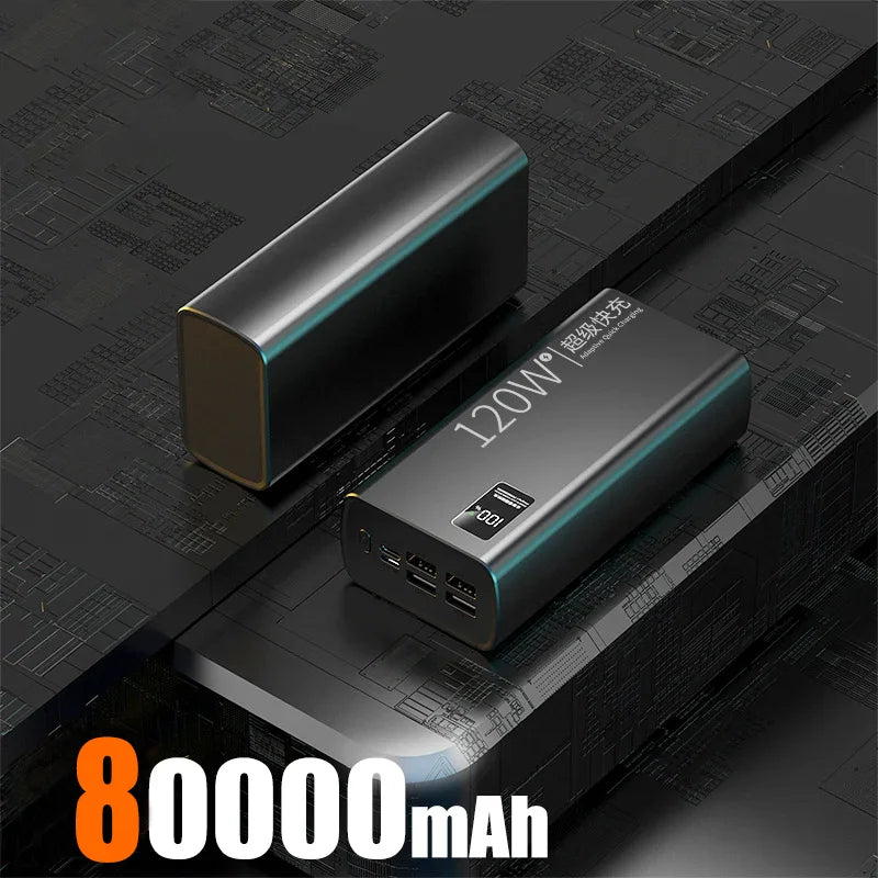 Xiaomi 80000mAh High Capacity Power Bank 120W Fast Charging Powerbank Portable Battery Charger For iPhone Samsung Huawei