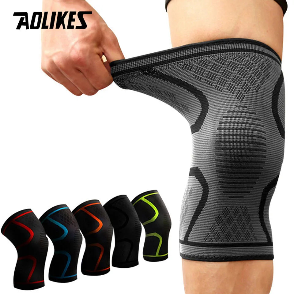 AOLIKES 1PCS Fitness Running Cycling Knee Support Braces Elastic Nylon Sport Compression Knee Pad Sleeve For Basketball