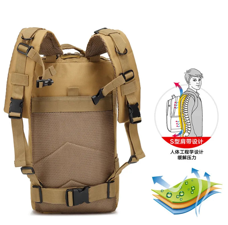 Men's 25L Tactical Backpack Waterproof Molle Hiking Backpack Sport Travel Bag Outdoor Trekking Camping  Backpack