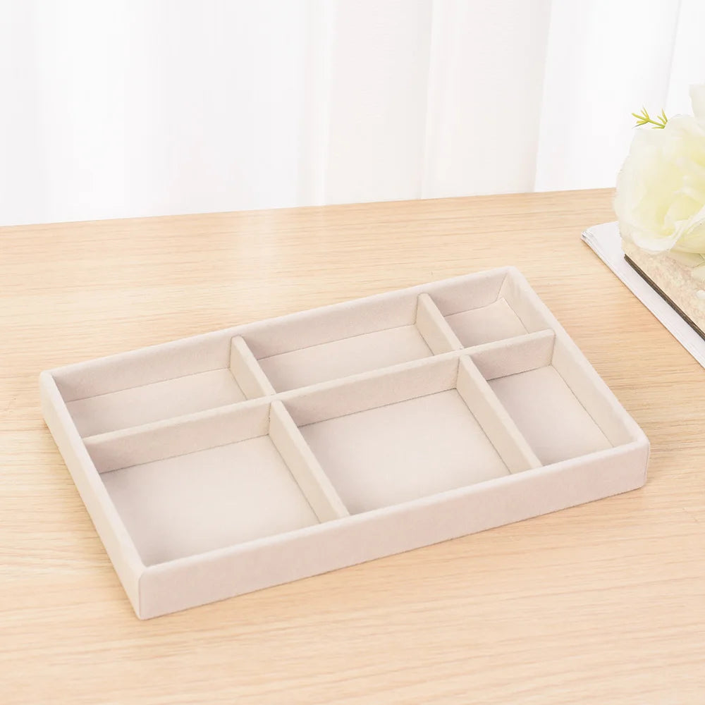 Jewelry Storage Box Earring Ring Necklace Brooch Holder Flannelette Jewelry Display Box Necklace Classification Organizer