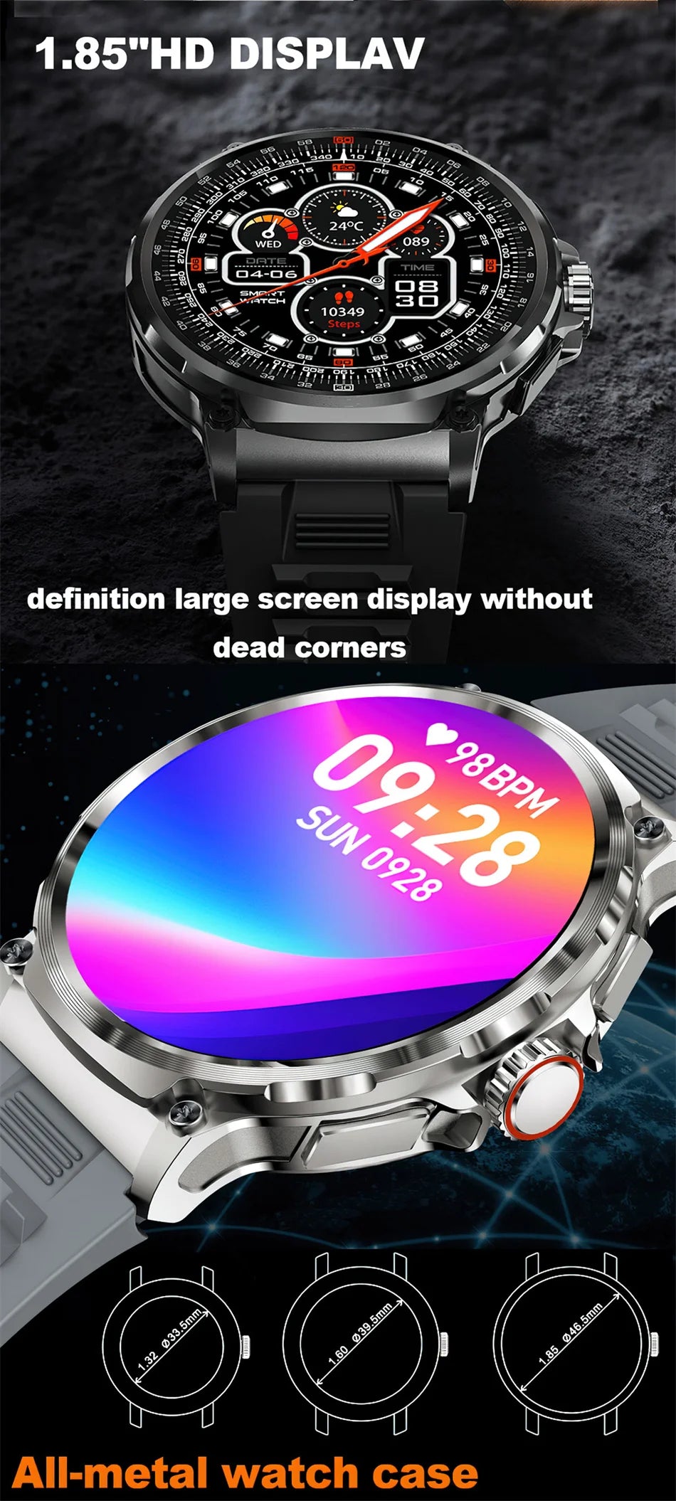 KAVSUMI 1.85 Inch HD Bluetooth Call Smart Watch Men Sports Fitness Tracker Watch Heart Monitor 710mAh Smartwatch For Android IOS