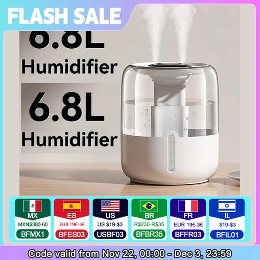 XImi6.8L large capacity humidifier USB Double spray Home dormitory office bedroom desktop with small night light