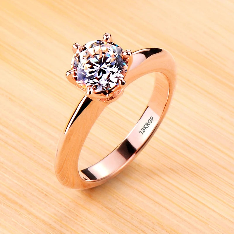 Non-fading 18K Golden Glossy Ring, Classic Couple Engagement Wedding Ring Unisex Silver 925 Jewelry Fashion Accessories