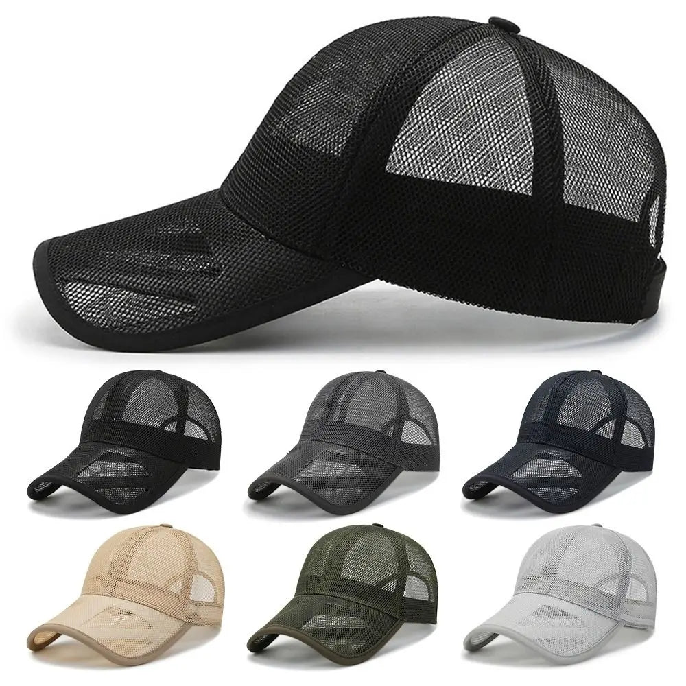 Breathable Men Women Fashion Adjustable Sun Protection Caps Full Mesh Hats Baseball Cap Summer Sunscreen Hats