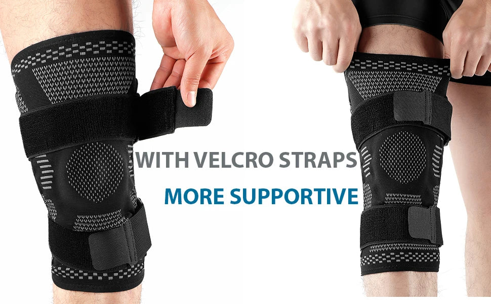 1PCS Knee Brace Support Compression Sleeve with Side Stabilizers and Patella Gel for Knee Pain Meniscus Tear ACL Injury Recovery