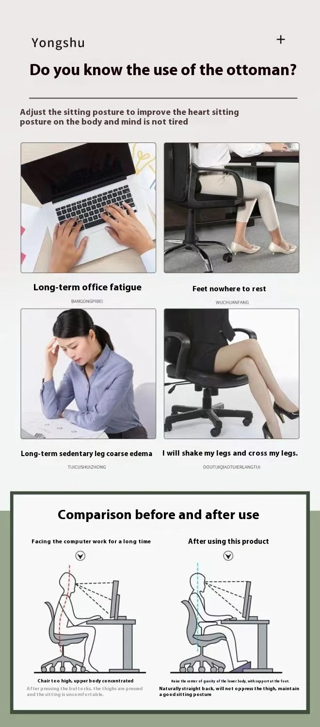 Portability Foot Rest Under Desk Footrest Ergonomic Foot Stool With Massage Rollers Foot Rest For Home Office Work Fast Ship