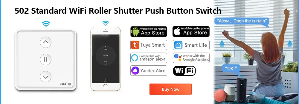 "Smart WiFi Curtains & Blinds Switch | Tuya Roller Shutter Motor with Google Home & Alexa Voice Control"