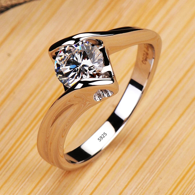 Non-fading 18K Golden Glossy Ring, Classic Couple Engagement Wedding Ring Unisex Silver 925 Jewelry Fashion Accessories