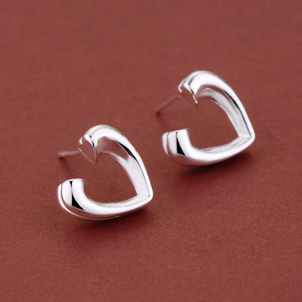 Original 925 Sterling Silver Earrings Hearts For Women Exquisite Student Girlfriend Jewelry Accessories Wedding Fashion Gift