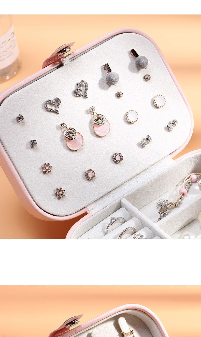 2023 Portable Jewelry Box Jewelry Organizer Display Travel Jewelry Case Boxes Button Leather Storage Zipper Jewelers Joyero